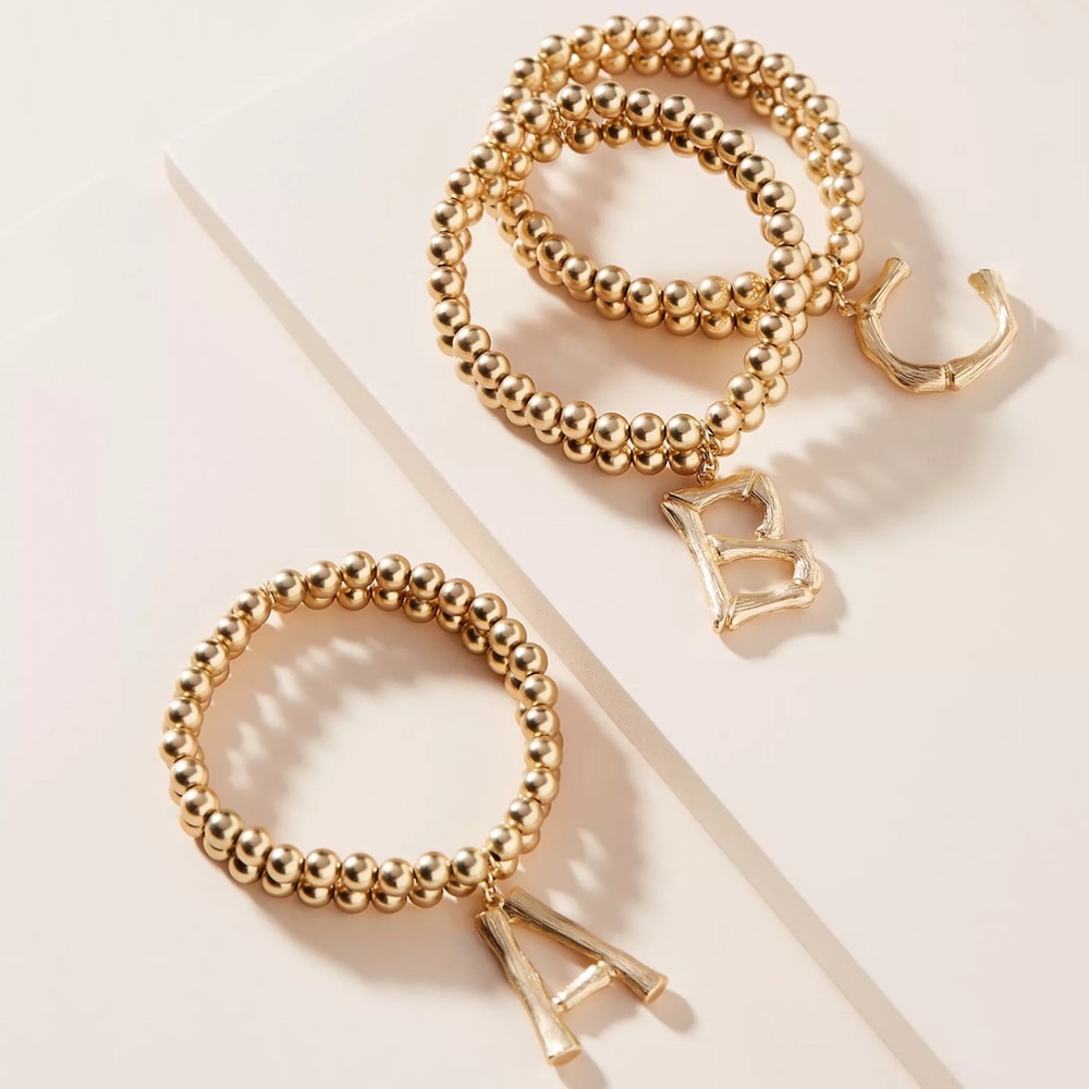 Anthropologie Monogram Beaded Bracelet
